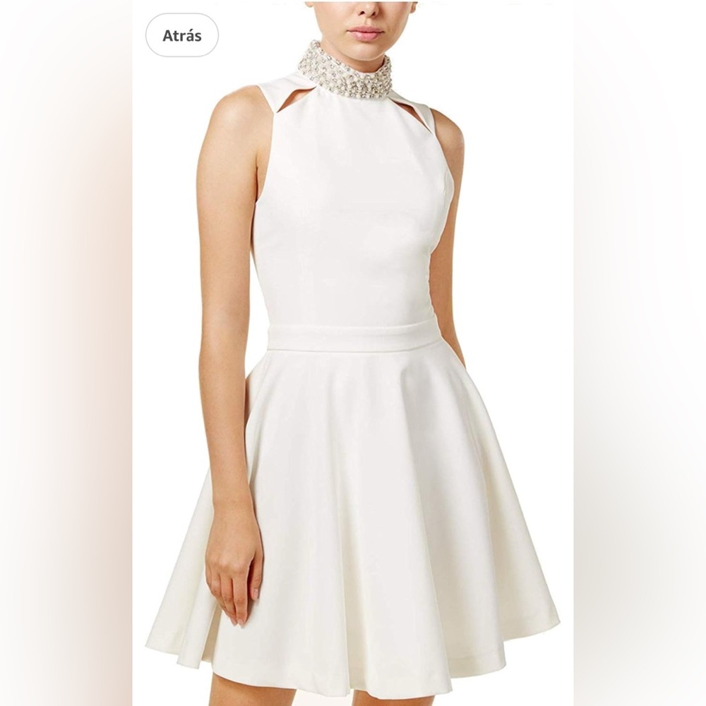 Oxo Chic Cream Strapless Dress with Embellished Neckline